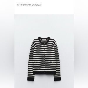 Zara Monochrome Striped Knit Cardigan